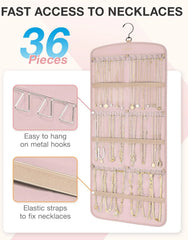 BAGSMART Hanging Jewelry Organizer, Necklace Holder Large Pink