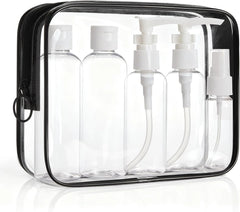 BAGSMART Clear Toiletry Bag with Refillable Travel Bottles Set, Black