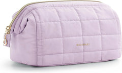 BAGSMART Makeup Bag Travel Toiletry Bag, Puffy Padded Make Up Bags for Women Makeup Organizer Case, Wide-open Pouch Purse Travel Essentials Toiletries Accessories Brushes, Lavender Purple
