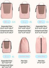 BAGSMART Compression Packing Cubes for Travel, 6/5/4set Lightweight Packing Organizers, Summer Travel Essentials Suitcase Organizer Bags Set