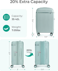 BAGSMART 20" Expandable PC Carry-On Luggage Spinner Wheels, Green