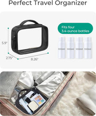 BAGSMART Puffy Clear Toiletry Bag, TSA-Approved & Wide-Open, 1-Pack, Beige