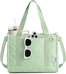 BAGSMART Corduroy Tote Bag for Women, Small College Teacher Laptop Handbag