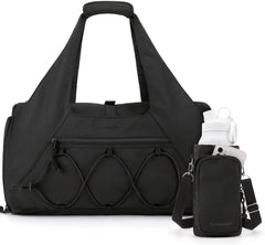 BAGSMART Gym Bag for Women, Lightweight Duffel with Shoe Compartment, Tote Bag with Wet Pocket for Yoga Travel, Black