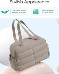BAGSMART Gym Bag for Women, 2-PC Puffer Travel Duffle Bag Carry On Tote Bag