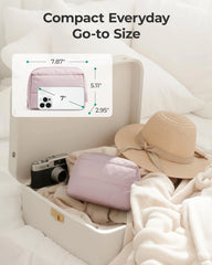 BAGSMART Small Makeup Bag, Puffy Wide-open Zipper Cosmetic Pouch, Pink