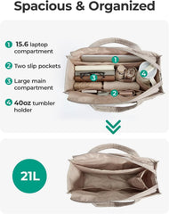 BAGSMART Puffer Tote Bag for Women, 21L/26L Work Tote Shoulder Handbag