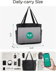 BAGSMART Crush Tote Bag for Women, 20L Puffer Work Tote with Zipper