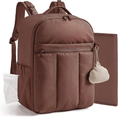 BAGSMART Diaper Backpack with Insulated Pockets & Changing Pad,Coffee Brown