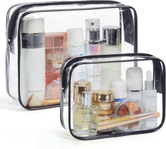 BAGSMART Clear Toiletry Bag 2-Pack TSA Approved Water-Repellent, Black