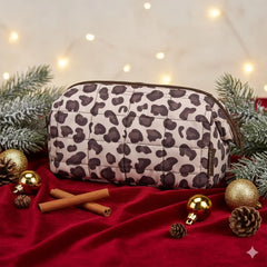 BAGSMART Makeup Bag Travel Toiletry Bag, Wide-open Zipper Pouch, Leopard