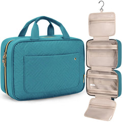 BAGSMART Toiletry Bag Travel Bag with Hanging Hook, Water-resistant Makeup Cosmetic Bag Travel Organizer for Accessories, Shampoo, Full Sized Container, Toiletries,Large-Teal
