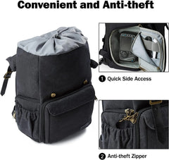 BAGSMART Camera Backpack, Large DSLR/SLR Waterproof Photography Bag Fit up to 15" Laptop with Tripod Holder, Waist Belt and Rain Cover, Black