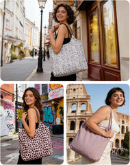 BAGSMART Tote Bag for Women, Travel Tote Beach Bag with Zipper for Gym