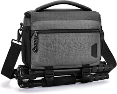 BAGSMART Camera Sling Bag with Tripod Holder & Rain Cover, Waterproof, Grey