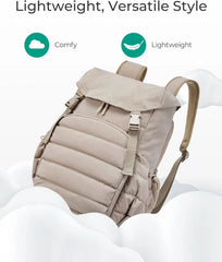 BAGSMART College Laptop Backpack, Opening Travel Backpack for Women, Outdoor Backpack for 15.6 Inch Laptop, Camel