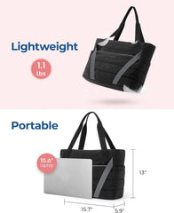 BAGSMART Tote Bag for Women with Zipper and Yoga Mat Straps