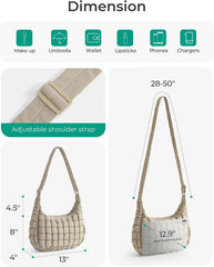 BAGSMART Quilted Crossbody Bags for Women, Travel Purses Hobo Shoulder Bag