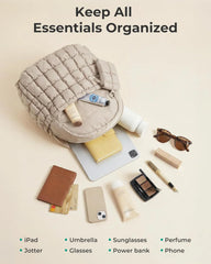 BAGSMART Mini Backpacks for Women, Puffy Checkered Quilted with Pouch