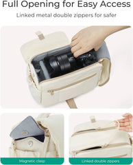 BAGSMART Small Camera Bag, DSLR Camera Case for Camera Lens & Accessories, Ultra-Light Compact Crossbody Camcorder Bags with Rain Cover/Tripod Straps, Camel