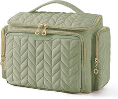BAGSMART Travel Toiletry Bag, Large Wide-open Travel Bag for Toiletries, Makeup Cosmetic Travel Bag with Handle-Green