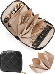 BAGSMART Travel Jewelry Case, Leather Zip for Rings Necklaces