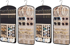 BAGSMART Hanging Jewelry Organizer Claw Clip Necklace Holder Roll for Hair Ties, Headbands, Clips, Earrings, Necklaces, Glasses Double-Sided on Closet, Wall, Door, 1 piece, Large-Black (Pack of 2)