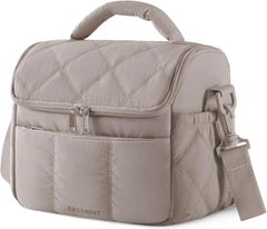 BAGSMART Insulated Lunch Bags for Women, Cute Quilted Lunch Box, Camel