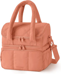 BAGSMART Lunch Bag Women, Double Deck Insulated Lunch Box, Clay Orange