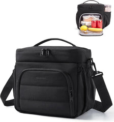 BAGSMART Puffy Insulated Lunch Bag, Lightweight Large 14L Double Deck Black