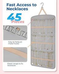 BAGSMART Hanging Jewelry Organizer, Necklace Holder, Extra Large Grey
