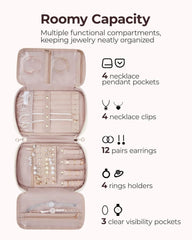 BAGSMART Jewelry Organizer Case Large Travel Jewelry Storage Bag, Beige