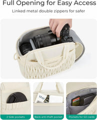 BAGSMART Camera Sling Bag, Portable Small Camera Bags for Photographers with Tripod Holder, Waterproof DSLR/SLR/Cute Camera Case for Women with Rain Cover, Compatible with Sony Canon Nikon, Camel