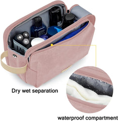BAGSMART Toiletry Bag for Women, Cosmetic Makeup Bag Organizer, Travel Bag for Toiletries, Dopp Kit Water-resistant Shaving Bag for Accessories, Pink-Large