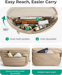 BAGSMART Fanny Packs for Women Two Way Zipper Belt Bag with Strap
