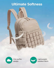 BAGSMART Mini Backpacks for Women, Puffy Checkered Quilted with Pouch