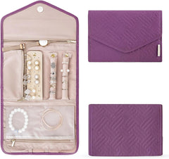 BAGSMART Travel Jewelry Organizer Roll Foldable Jewelry Case,Purple