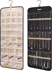 BAGSMART Hanging Jewelry Organizer Necklace/Earring/Ring 2-Sided L Black