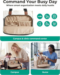 BAGSMART Canvas Tote Bag for Women, Small Work Tote Bag with Zipper