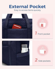BAGSMART Crush Tote Bag for Women, 20L Puffer Work Tote with Zipper, Travel Essentials Quilted Nurse Hospital Bag