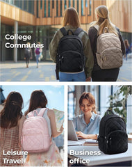 BAGSMART College Laptop Backpack,Cute Travel Backpack for Women,Quilted Computer Bookbag