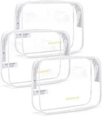 BAGSMART Clear Toiletry Bag 3-Pack TSA Approved Water-Repellent, White