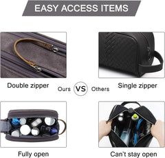 BAGSMART Toiletry Bag for Men, Canvas Travel Toiletry Organizer Dopp Kit Water-resistant Shaving Bag for Toiletries Accessories,Grey-Medium