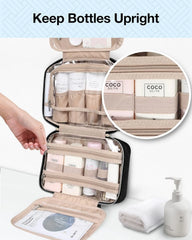BAGSMART Toiletry Bag Hanging Travel Makeup Organizer with TSA Approved Transparent Cosmetic Bag Makeup Bag for Full Sized Toiletries, Medium-Black