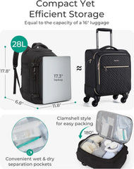 BAGSMART 28L Travel Backpack, Water-Resistant, USB Port, 17.3" Laptop, Pink