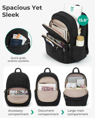BAGSMART Travel Backpack for Women, College Laptop Backpack, Pink Bow Print