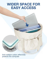 BAGSMART Foldable Tote Bag with Drawstring Bag, Tote Bag Shoulder Bag Top Handle Handbag for Travel, Work, Beach, Gym