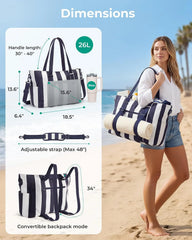 BAGSMART Large Beach Bag for Women, Oversize Tote Bag for Travel/Swim Pool/Summer