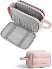 BAGSMART Travel Toiletry Bag for Women, Water-resistant, Pink