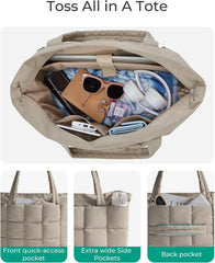 BAGSMART Expandable Tote Bag for Women, Puffer Work Tote Travel Bag